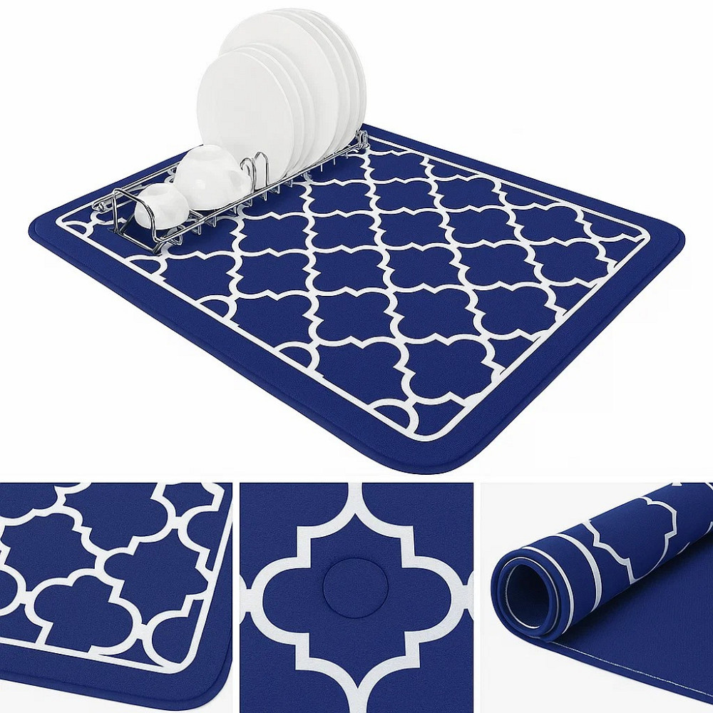 Коврик кухонный на столешницу для посуды, бытовых приборов,резиновый, влагопоглощающий,защитный,синий Каменец-Подольский - изображение 4