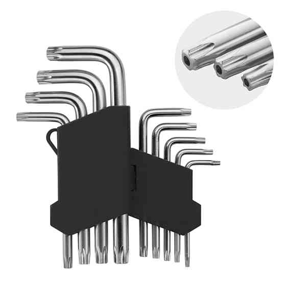 Набір ключів Г-подібних TORX, з отвором, 9 шт., Т10-Т50, Cr-V Львів