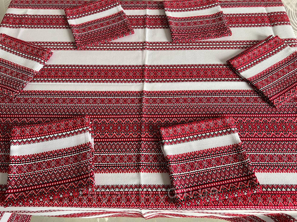 Яскрава вишита скатертина з серветками Київ - фото 9