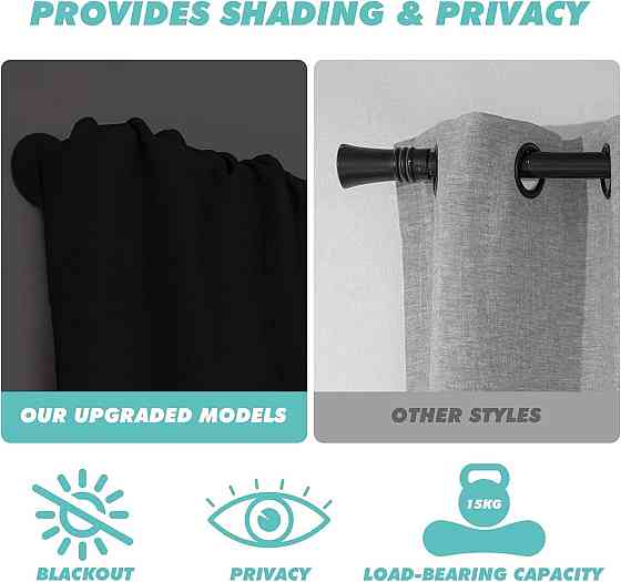 Карниз телескопічний CLG-S 80–220 см чорний металевий для штор настінний розсувний (телескопічні, торцеві, для вікон, ванної, Київ