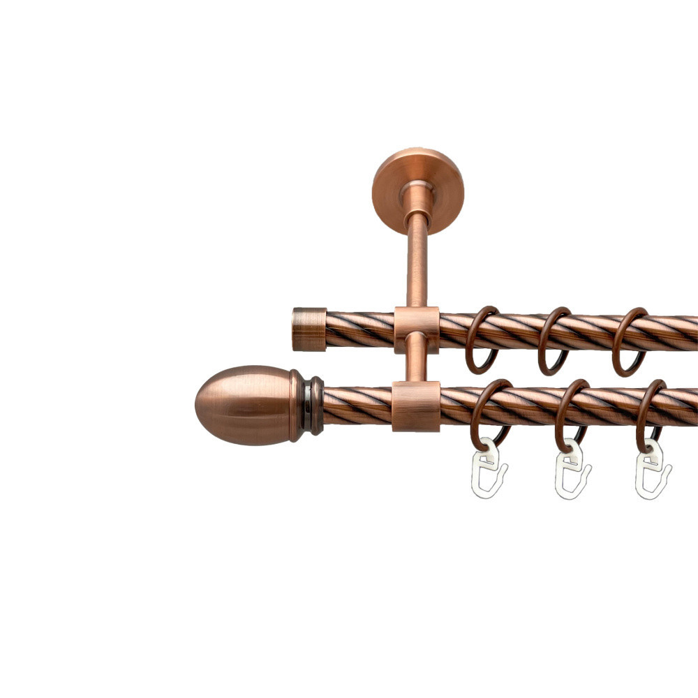 Карниз Orvit Белуно металевий дворядний закритий скручена труба кільце металеве Мідь 16\16 мм 160 см (00-00025267) Львів - фото 1