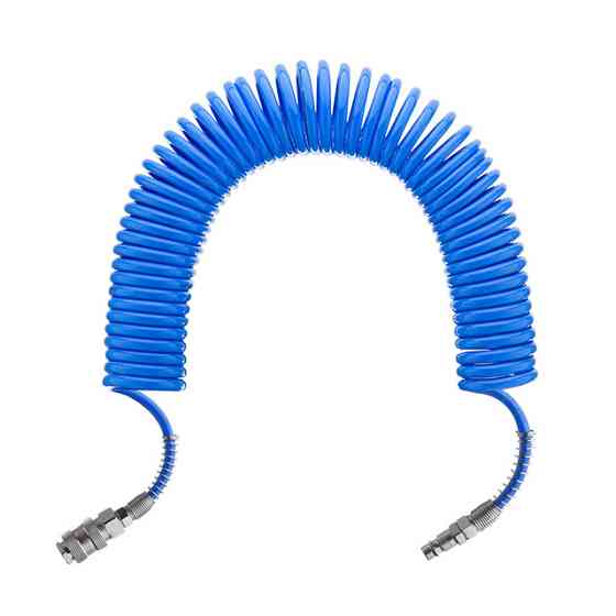 Шланг спіральний поліуретановий, 5,5×8 мм, 10 м, зі швидкороз'ємними з'єднаннями INTERTOOL PT-1707 Київ