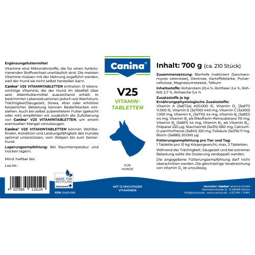 Вітамінний комплекс Canina V25 Vitamintabletten для собак 700 г 210 табл. Київ - фото 3