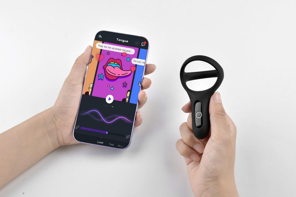 Подвійне ерекційне кільце Fun Town Rise Black, керування зі смартфона Sex Aura Київ - фото 8