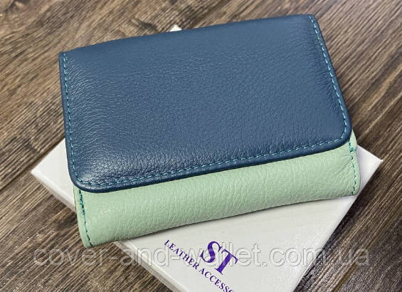 Красивый бирюзовый кошелек на магнитах небольшого размера ST Leather 403-1 Киев - изображение 7