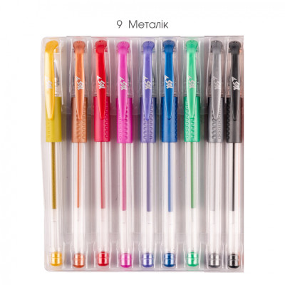 Ручка гелева Yes набір Metallic 9 штук (420433) Вінниця - фото 3