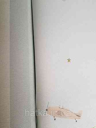 Шпалери вінілові на флізеліні AdaWall Ada Kids метрові дитячі літаки зірки на світло-блакитному Київ