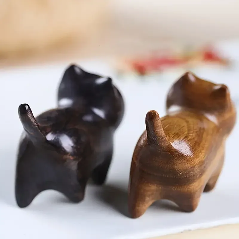 Фігурка чорного кота з сандалового дерева — дерев’яний сувенір, талісман, декор Київ - фото 2