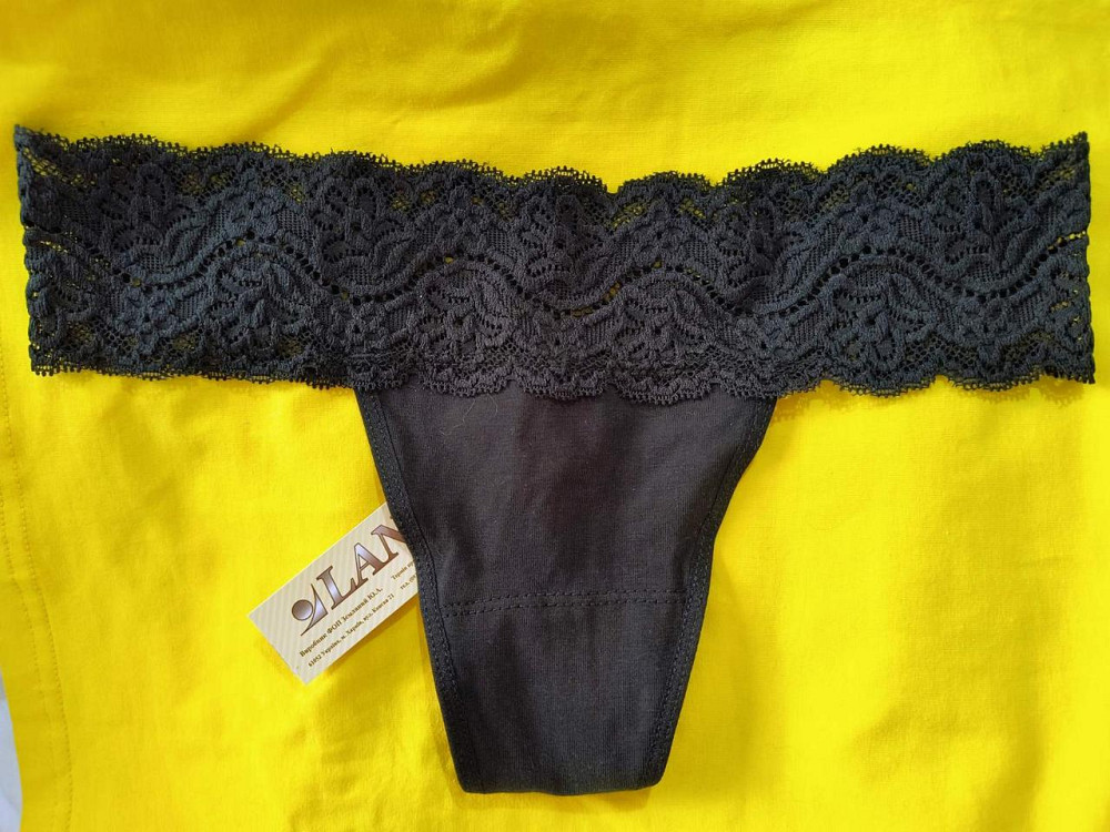 Стрінги мереживні чорні бавовна 2 шт. в уп Lans 22/030 L Київ - фото 5