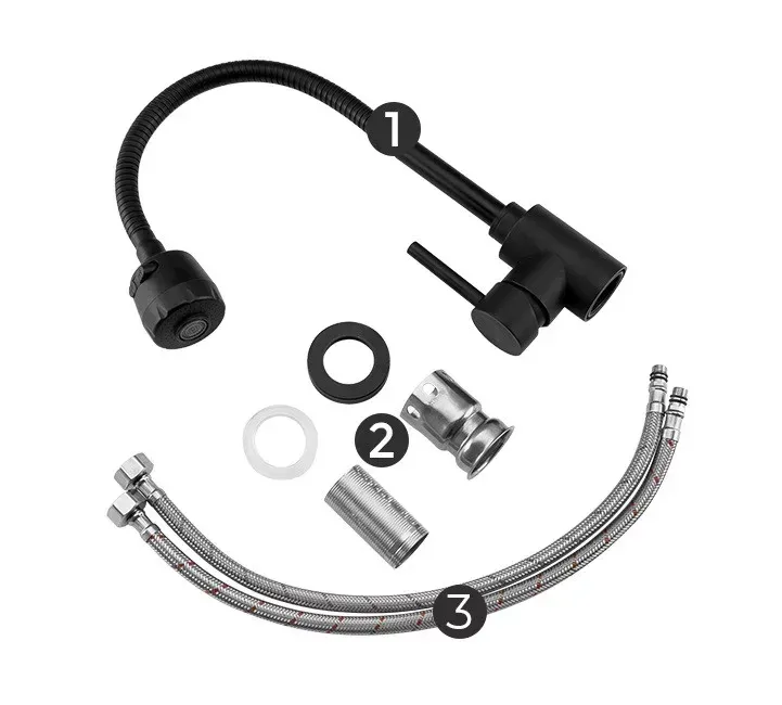 Смеситель для кухни Frap F40993-6 с гибким изливом, 2 режима, черный Киев - изображение 6