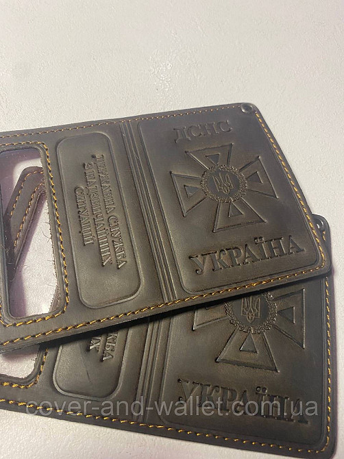 Обкладинка на нове посвідчення ДСНС із вінтажної шкіри коричневого кольору Київ - фото 4