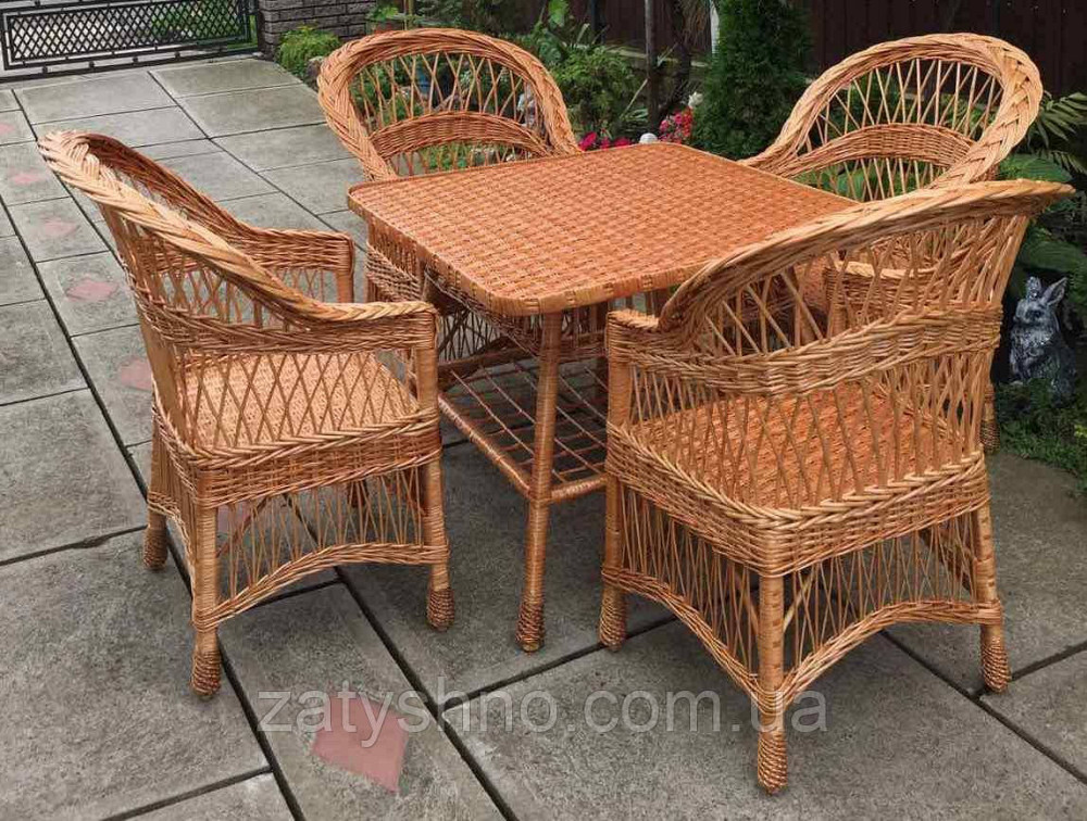 Плетеная мебель со столом|  Комплект плетеной мебели на 4 персоны  | мебель из лозы со столиком Киев - изображение 2
