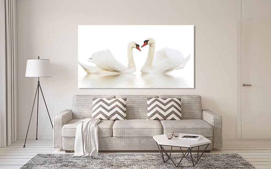 Картина полотно у вітальню / спальню  Пара Лебедів   MLP_395 ( 60х30см ) 40x80 см Київ - фото 2