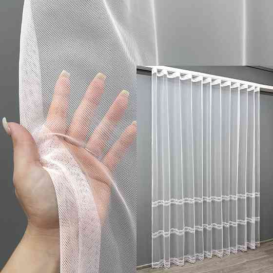 Тюль VR-Textil 1822т Грек-сетка с вышивкой и люрексом цвет Белый 300х270 см (42-0806) Киев