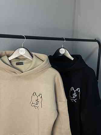 Парні худі "Закохані котики" з мінімалістичним принтом Чернівці