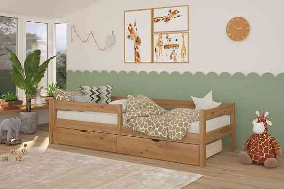 Кровать детская Mebigrand Атланта Литл Орех светлый 80х190 см с бортиками и ящиками (DMBG-2698) Днепр