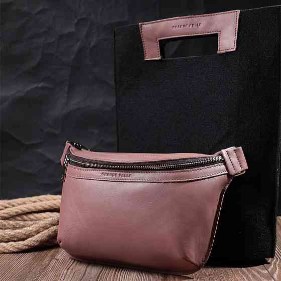 Цікава бананка для жінок з натуральної шкіри Бежевий (GRANDE PELLE) Київ