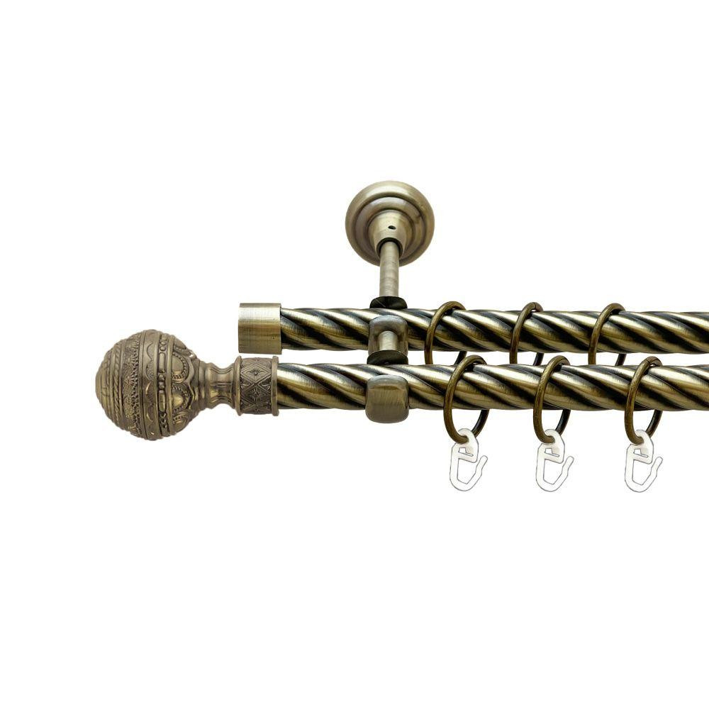 Карниз Orvit Арабеска металевий дворядний відкритий скручена труба кільце металеве Антик 19\19 мм 160 см (00-00022157) Львів - фото 1