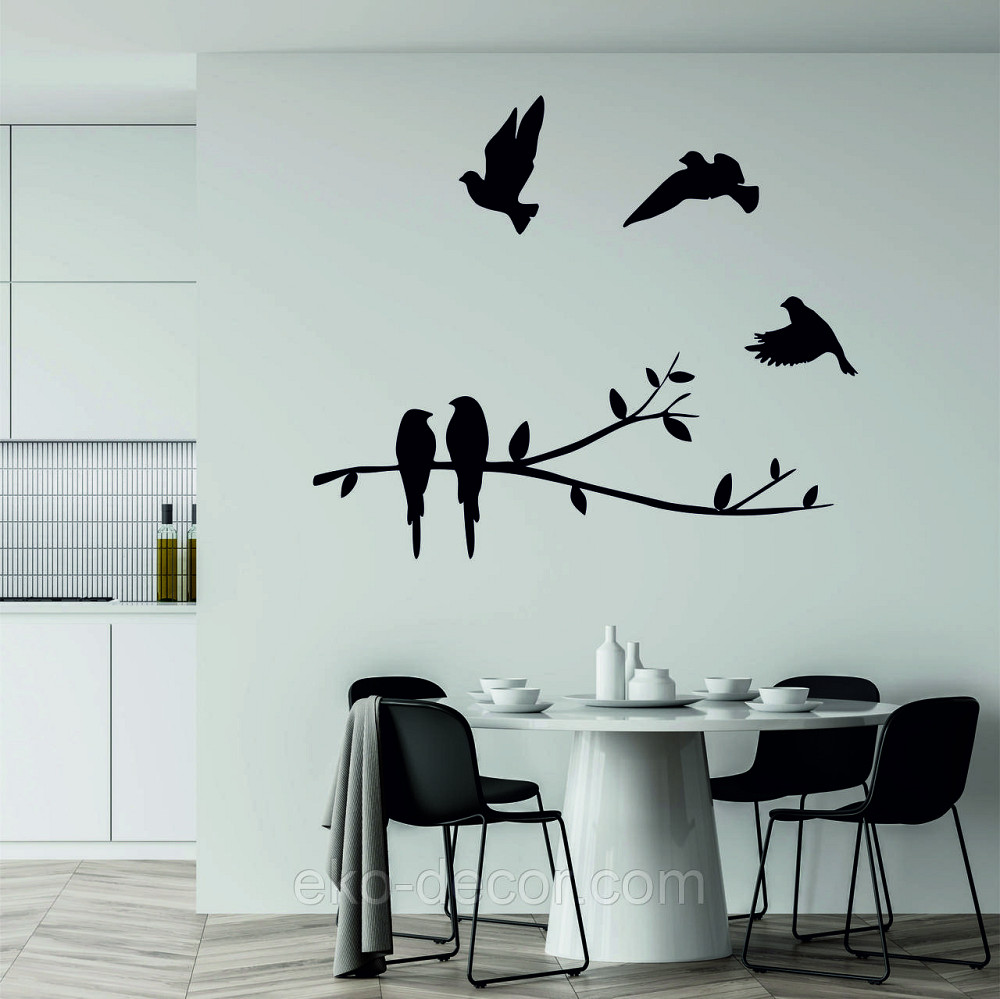 Декоративне настінне Панно «Пташки», Декор на стіну 70*27 см, Чорний Київ - фото 2