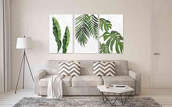 Модульная картина "Зелені листя Абстракція" Art-900_3A (53х100см) Київ