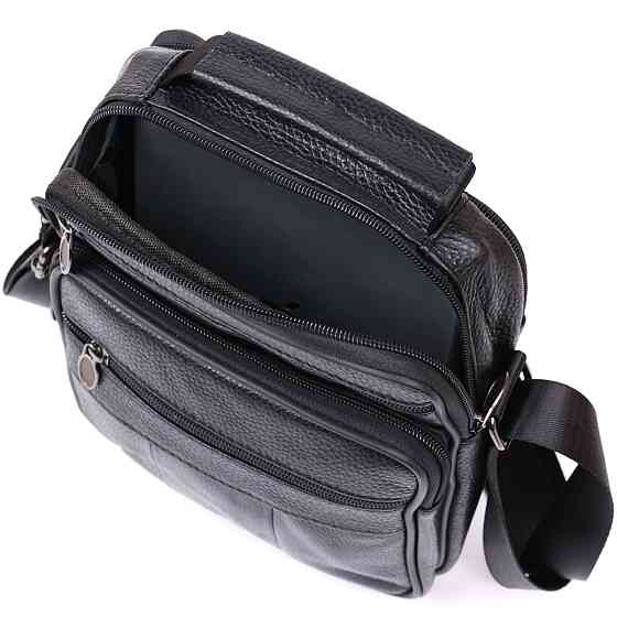 Чоловіча сумка з натуральної шкіри Vintage 20449 Чорний Київ