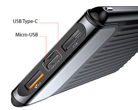 Зарядное устройство Power Bank Baseus Thin Digital Power Bank 10000mAh Black (PPYZ-C01) Киев - изображение 8