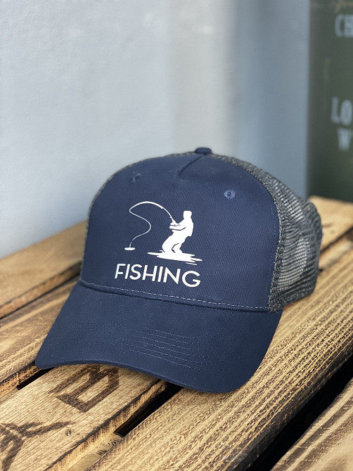 Кепка FISHING для рибалки, темно-синя сітчаста бейсболка з принтом Чернівці - фото 2