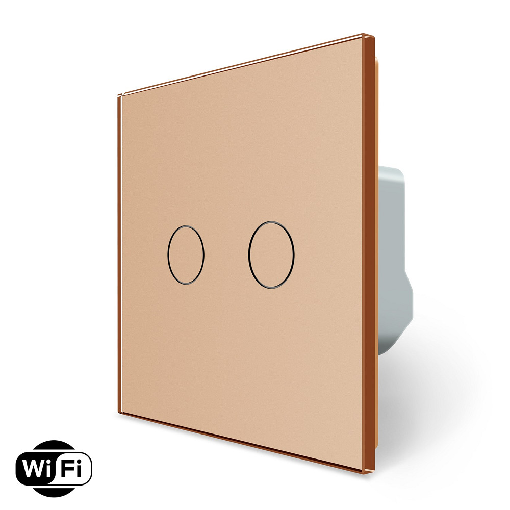 LIVOLO Розумний сенсорний Wi-Fi вимикач 2 сенсора LIVOLO золотий матове скло Коломия - фото 1