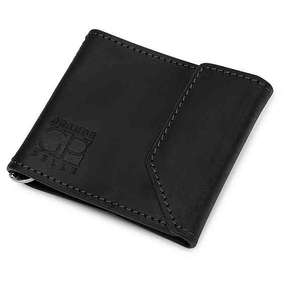 Чоловічий практичний затиск для грошей Чорний (GRANDE PELLE) Київ