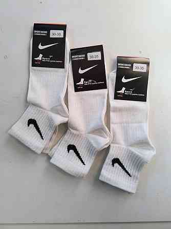 Дитячі якісні бавовняні шкарпетки Білого кольору середньої висоти в наборі 4 штук Nike. Розмір 30-35 Київ