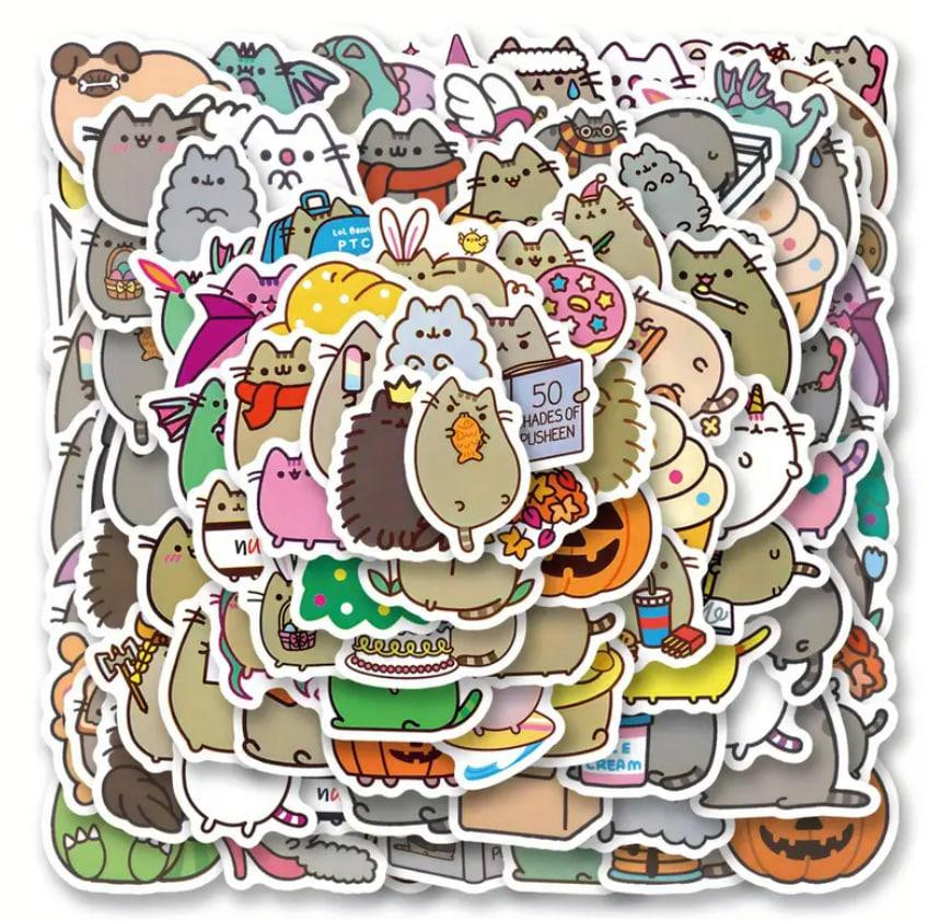 Набір вінілових наклейок (стікерів) кіт Пушин Pusheen (50 шт.) стікербомбінг для телефону, ноутбука Київ - фото 1