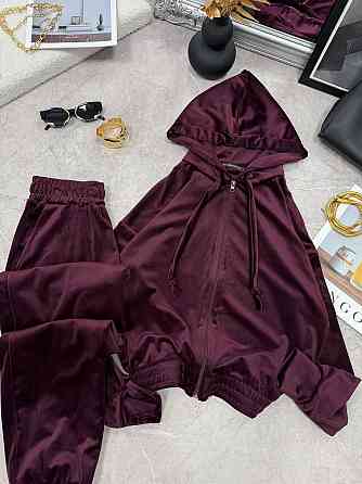 Женский повседневный велюровый костюм двойка: кофта и штаны Марсала, 42/44 Одесса