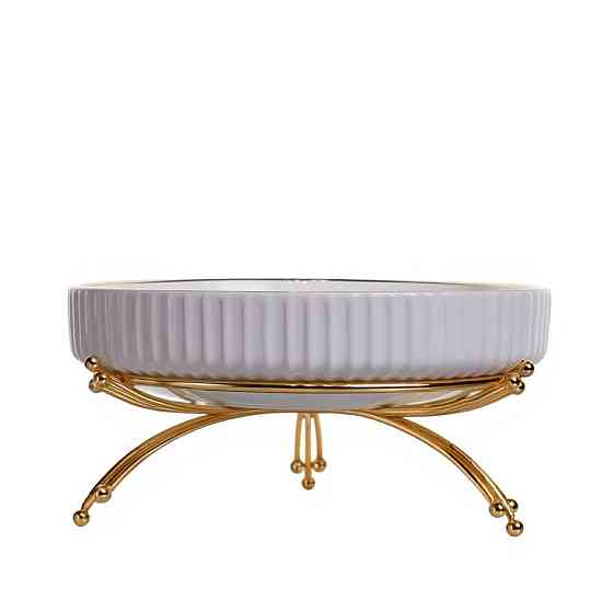 Фруктовниця порцелянова на металевій підставці Ø20 (см) кругла Золото LB-1570G SBR Київ