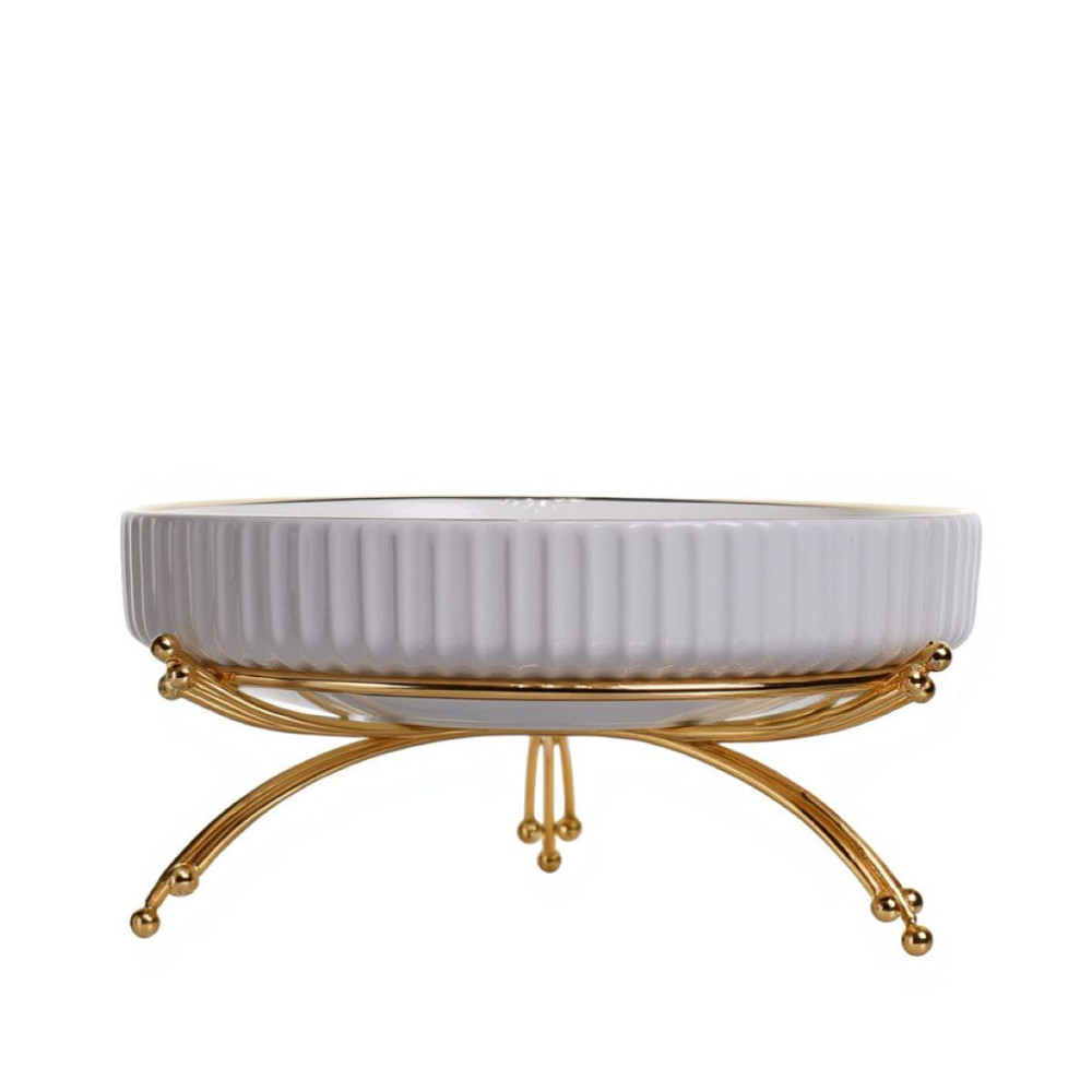 Фруктовниця порцелянова на металевій підставці Ø20 (см) кругла Золото LB-1570G SBR Київ - фото 2