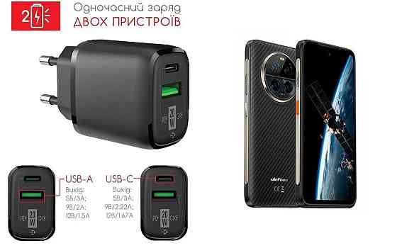 Сетевое зарядное устройство для Ulefone Armor 23, Armor 23 Ultra, 20W 3A, Quick Charge 3.0 Киев