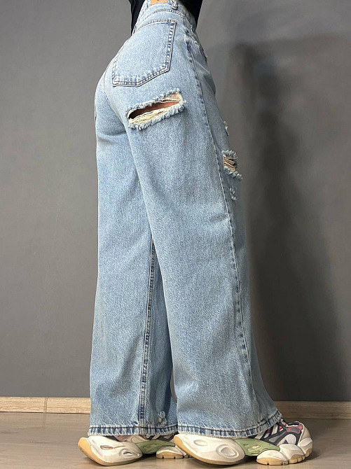 Джинси жіночі Its Basic 3311-1 super baggy широкі рвані блакитні, блакитний, 34, 34, 74 см, 98 см Київ - фото 6