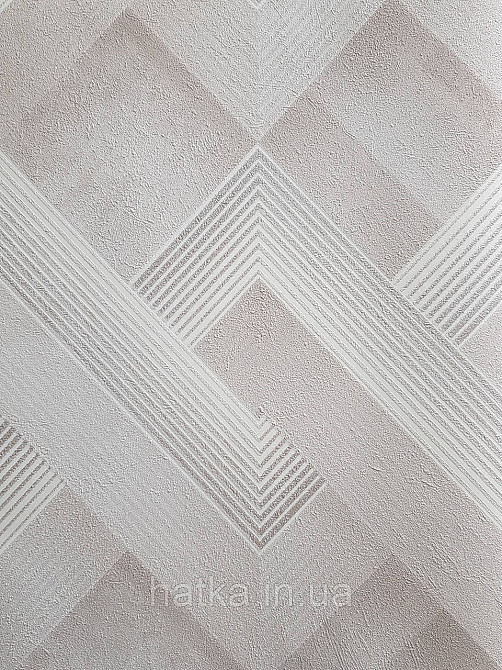 Обои виниловые на флизелине метровые Sintra Edelina геометрия фигуры ромбы полосы 3д бежевые белые  серебро Киев - изображение 1