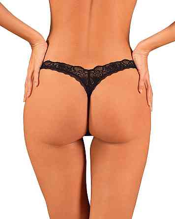 Мереживні стрінги Obsessive Donna Dream thong XL/2XL Black, низька посадка Sex Aura Київ