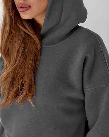 Женский спортивный теплый костюм оверсайз Графитовый M Харьков