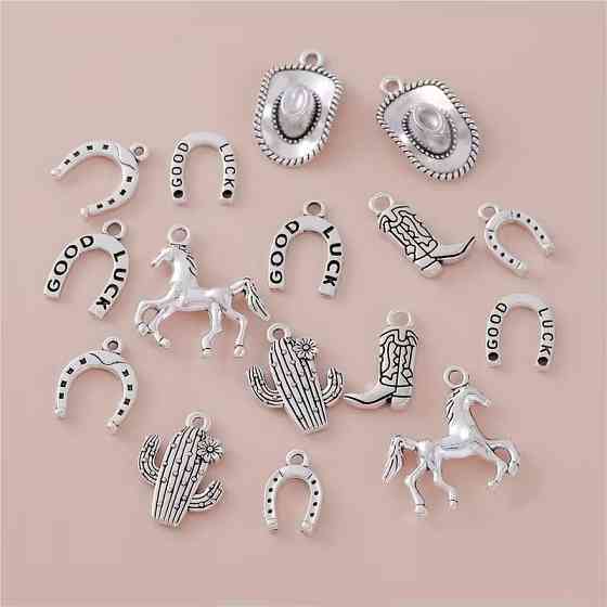 Набор подвесок 18 шт в ковбойском стиле – подковы, кактусы, лошади, аксессуары вестерн Киев
