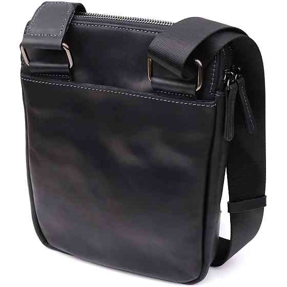 Практичная мужская сумка через плечо из винтажной натуральной кожи Черный (SHVIGEL) Киев