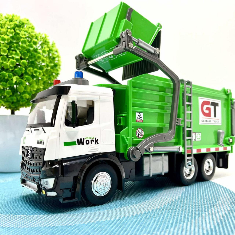 Сміттєвоз інерційний рухомі деталі звук світло Зелений (JD 288) Чернігів - фото 2