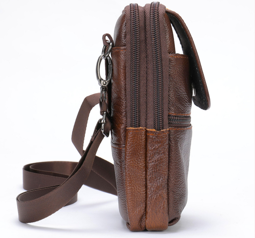 Сумка-барсетка на ремінь брюк шкіряна Коричнева (Vintage) Київ - фото 1