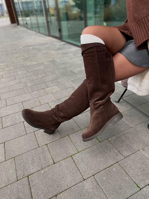 Чоботи жіночі VLAMAX C122 шоколадні (зима євро-хутро, замша натуральна) (6170) Коломия - фото 3