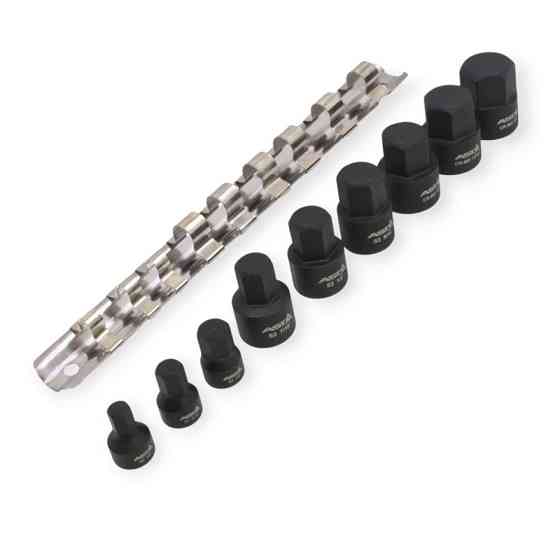 Набір ударних головок HEX 1/4? - 1/4?,5/16?,3/8?, 3/8? 7/16?,1/2?,9/16?,5/8?,11/16?,3/4? (планка) Мукачево