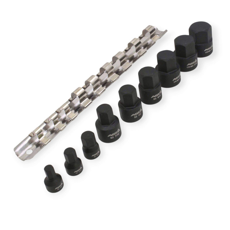 Набір ударних головок HEX 1/4? - 1/4?,5/16?,3/8?, 3/8? 7/16?,1/2?,9/16?,5/8?,11/16?,3/4? (планка) Мукачево - фото 1