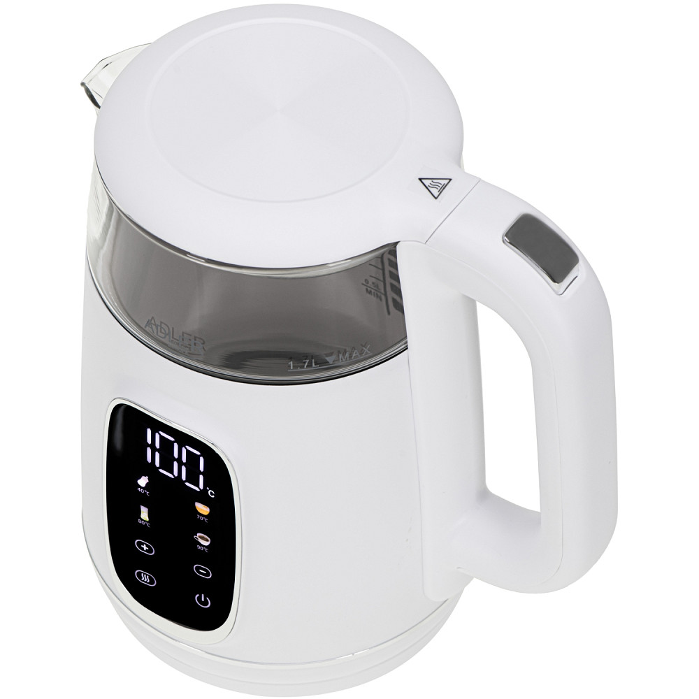 Електрочайник Adler AD 1305 white silver 1850-2200Вт/ 1.7л/ скло/ встановлення температури/ Вінниця - фото 5