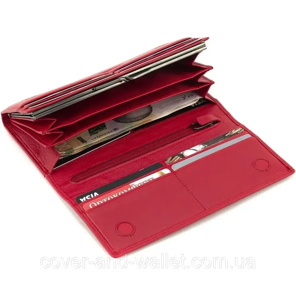 Елітний жіночий гаманець із натуральної шкіри червоного кольору Marco Coverna W001 Red Київ - фото 6