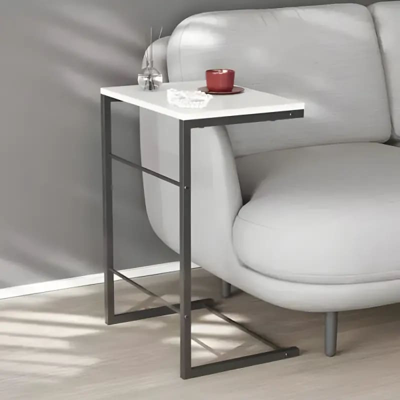 Столик приставной Терри Ferrum-decor 650x440x330 Черный металл ДСП Белое 16 мм (FRD-104648) Львов - изображение 1