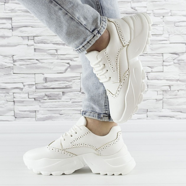 Женские Кроссовки на Танкетке Белые Слипоны Мокасины на Платформе (размеры: 38) - 20 Днепр - изображение 2